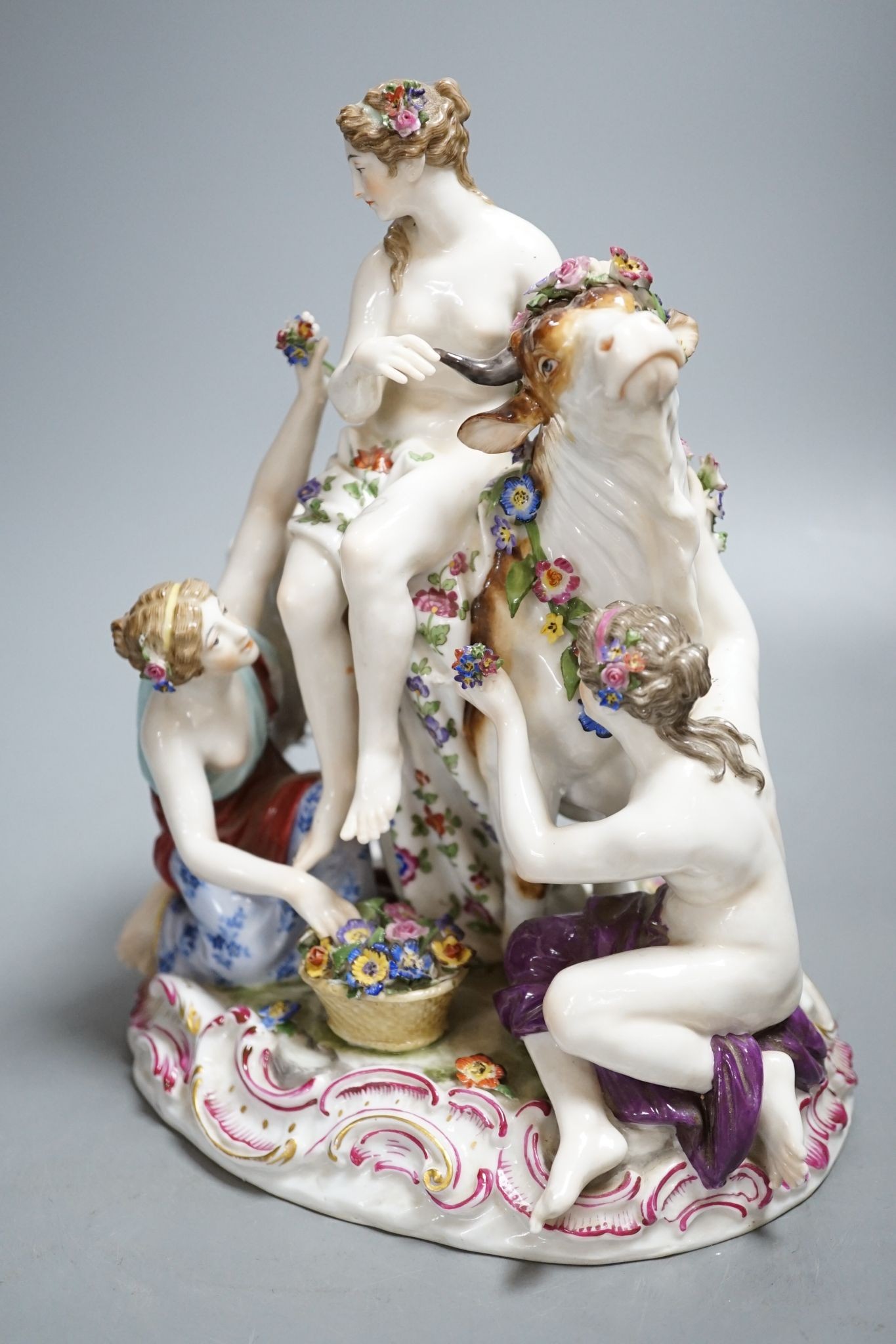 Continental porcelain group in Meissen style - Europa and the Bull, 25cm